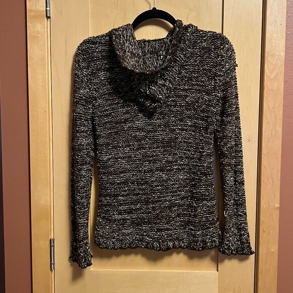 BCBGMaxAzria Brown Button-Up Sweater with Hood: Women’s Sz M - Picture 2 of 5